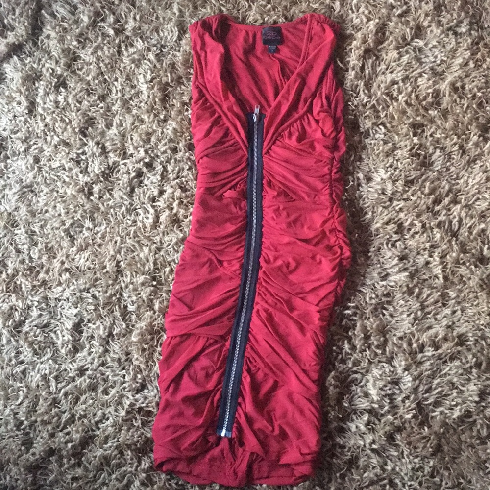 Burgundy Ruched Fitted Dress